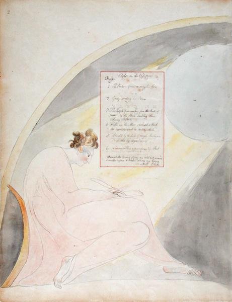 Inhaltsseite für Ode im Frühling, aus Die Gedichte von Thomas Gray, veröffentlicht 1797-98 von William Blake