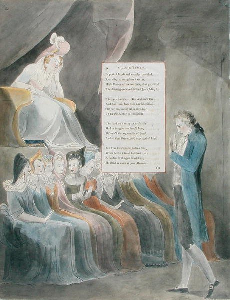 Design 32 für A Long Story in The Poems of Thomas Gray, veröffentlicht 1797-98 von William Blake
