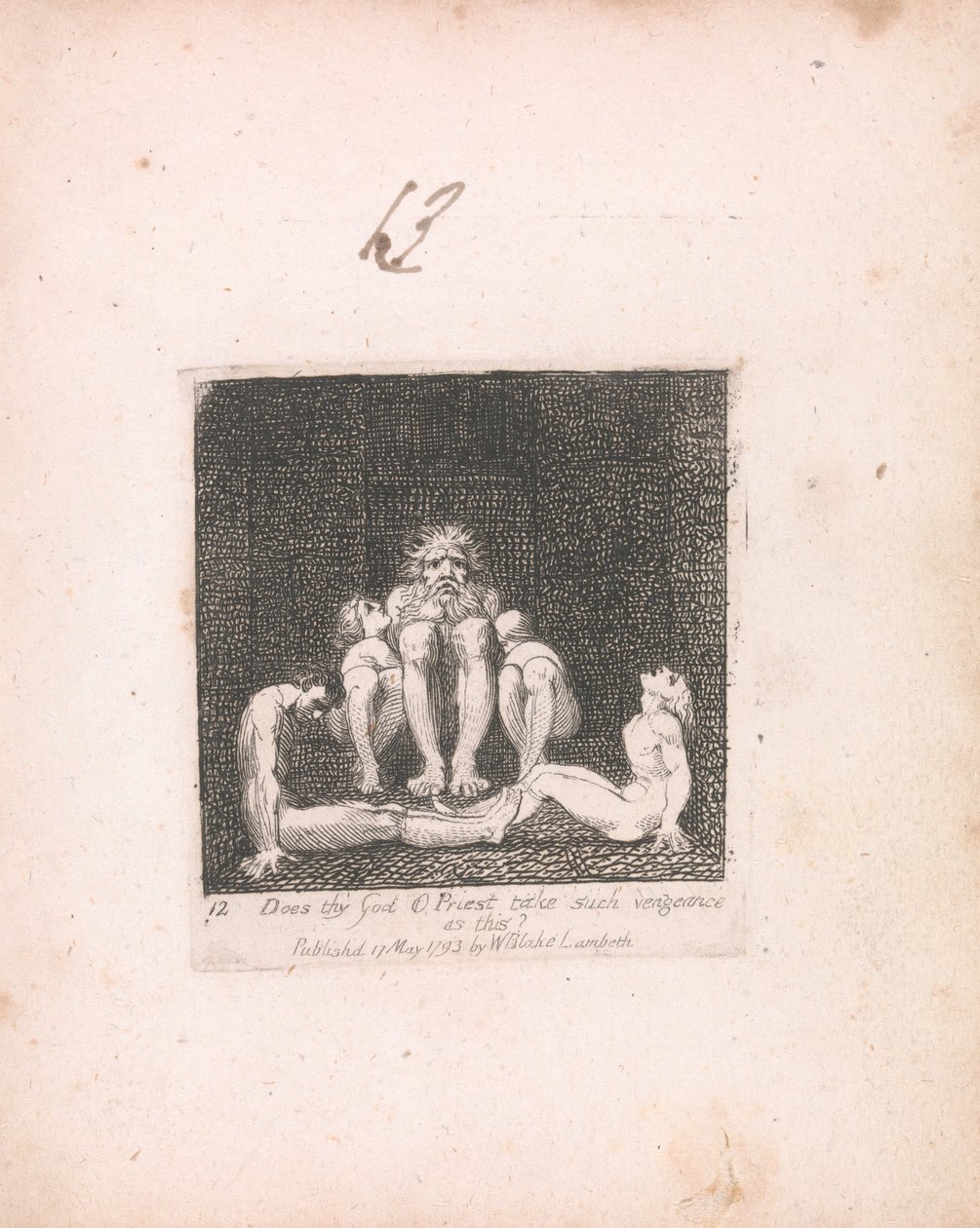 Für Kinder. Die Tore des Paradieses, Tafel 14, Nimmt dein Gott, O Priester, solche Rache? von William Blake
