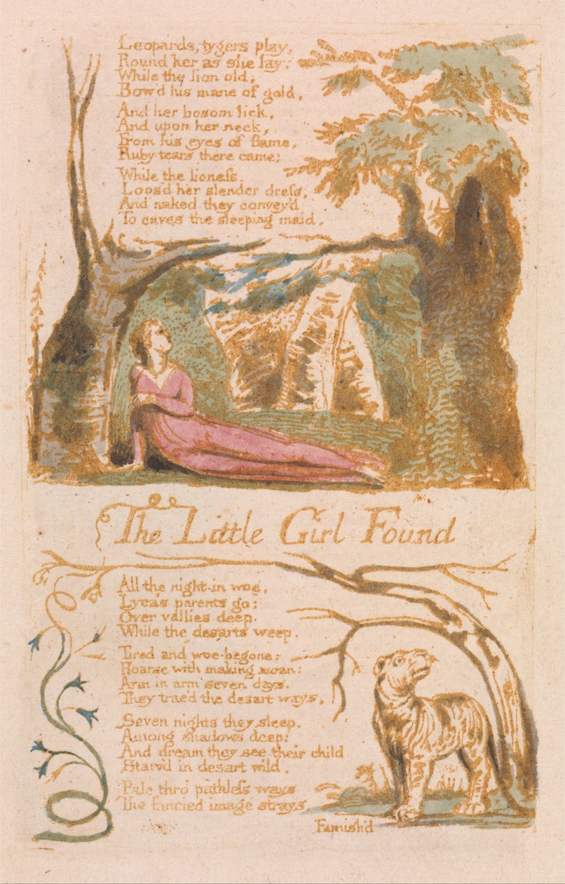 Lieder der Unschuld, Tafel 6, Das gefundene kleine Mädchen (Bentley 35) von William Blake