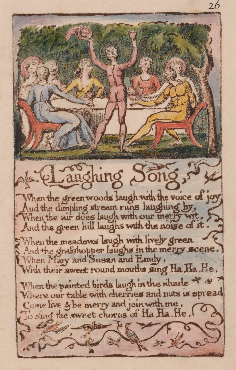 Lieder der Unschuld und der Erfahrung, Platte 26, Lachlied (Bentley 15) von William Blake