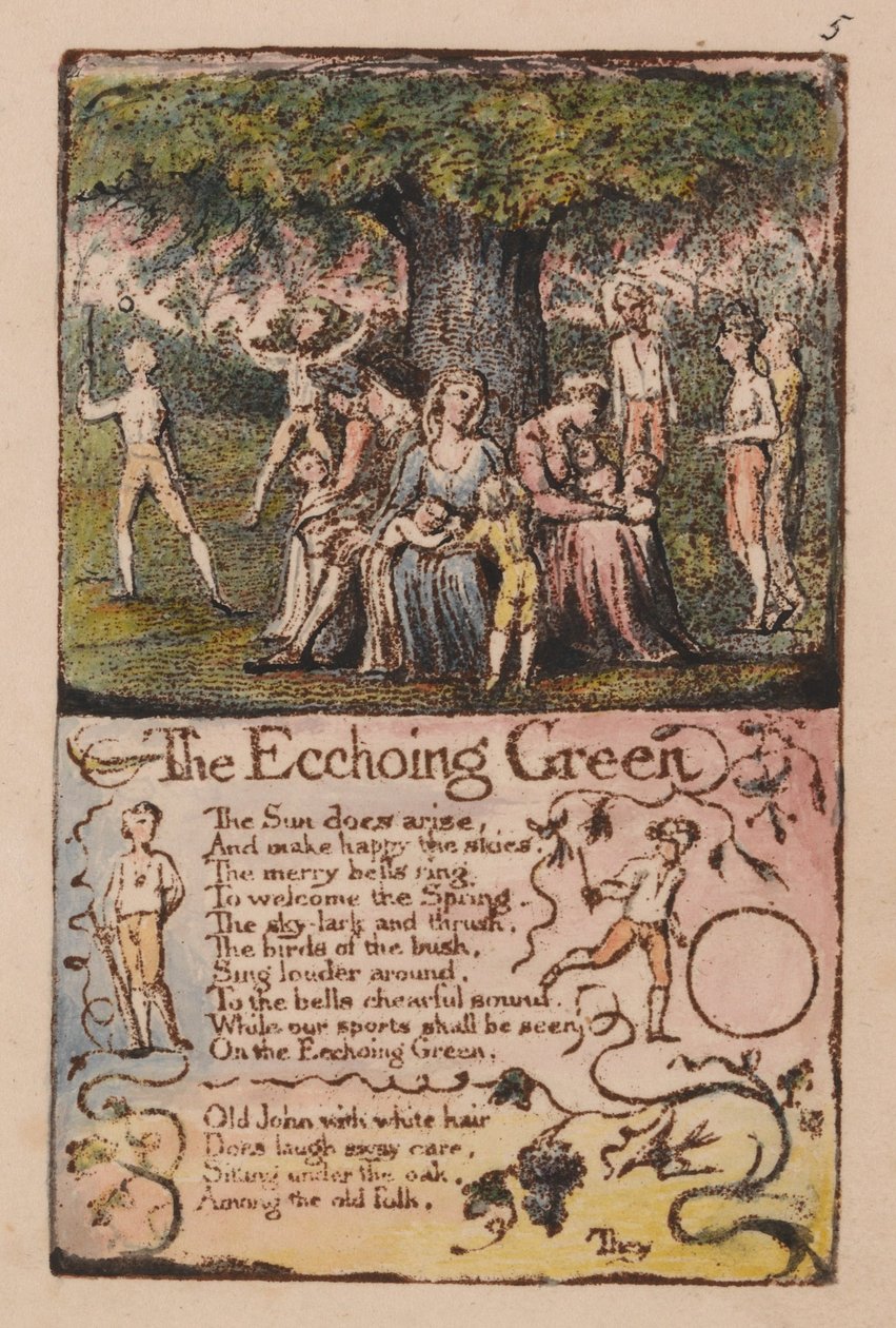 Lieder der Unschuld und der Erfahrung, Platte 5, Das Echoing Green (Bentley 6) von William Blake