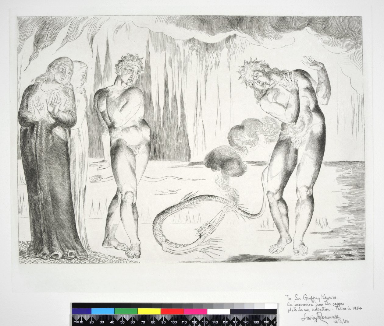 Der Kreis der Diebe: Buoso Donati vom Serpent angegriffen, Inferno, Canto XXV, Illustration zur 