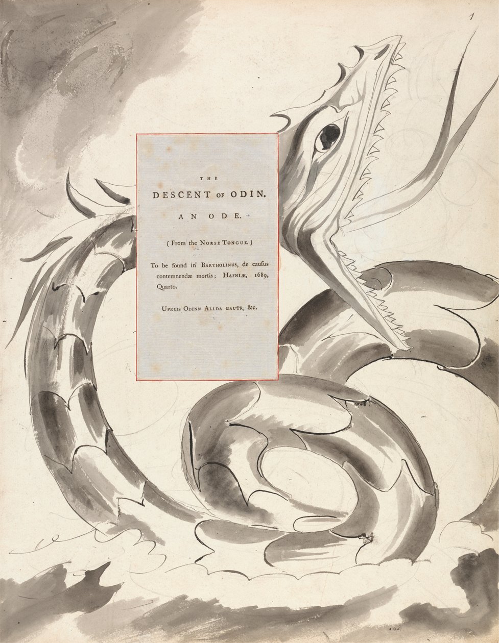 Der Abstieg Odins, Entwurf 77 aus Die Gedichte von Thomas Gray, 1797-98 von William Blake