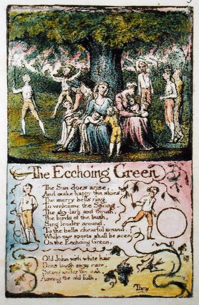 Das Echoing Green, Platte 5 (Bentley 6) aus Lieder der Unschuld und Erfahrung (Bentley Kopie L) von William Blake