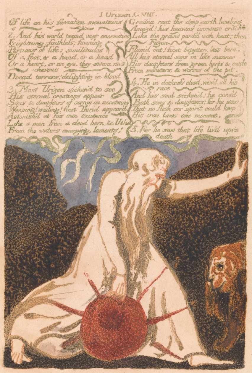 Das erste Buch von Urizen, Tafel 20, Von lebensverlassenen Bergen . . . . (Bentley 23) von William Blake