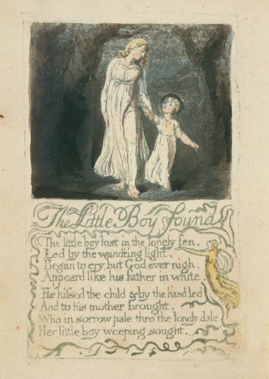 Der kleine Junge gefunden, Platte 16 aus Lieder der Unschuld, 1789 von William Blake
