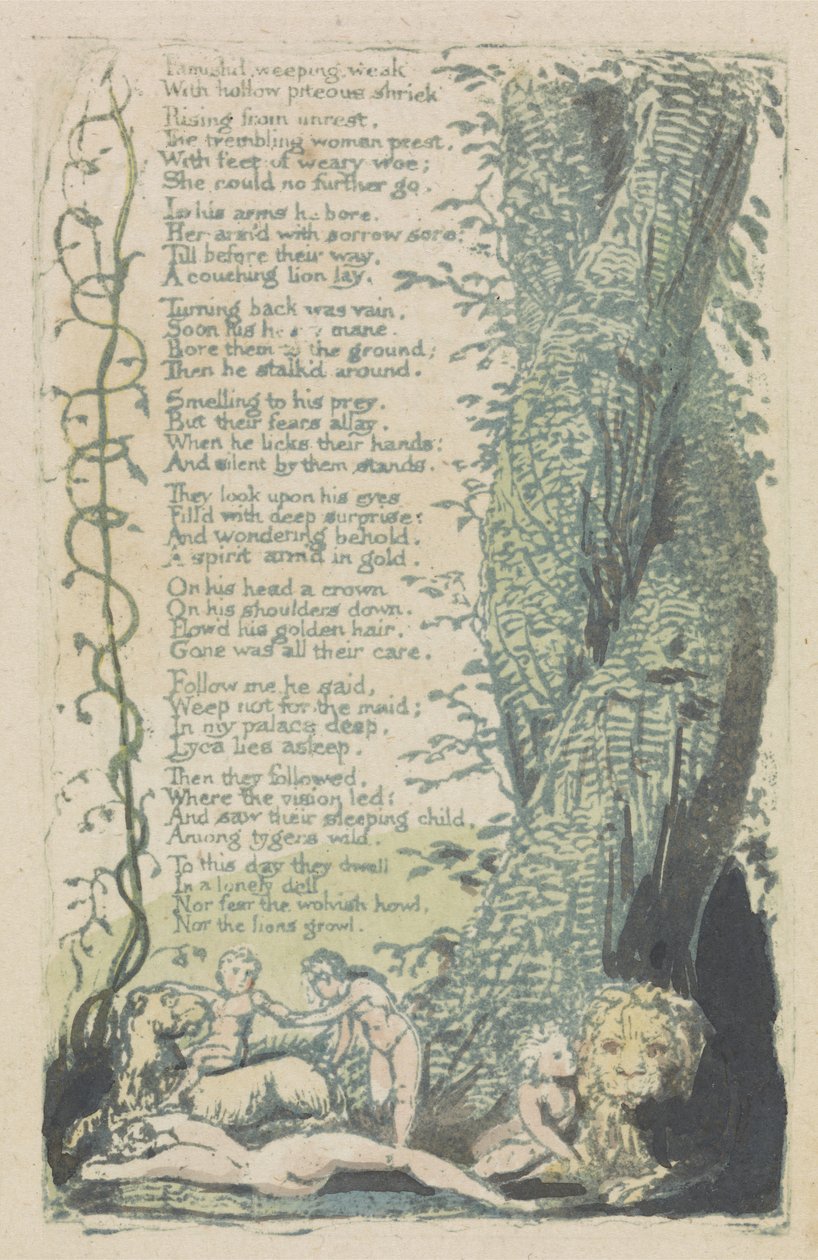 Das kleine Mädchen gefunden, und verhungert weinend..., Platte 2 aus Die Lieder der Unschuld, 1789 von William Blake