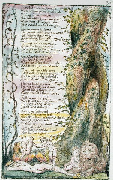 Das gefundene kleine Mädchen, Platte 35 (Bentley 36) aus Songs of Innocence and of Experience (Bentley Copy L) 1789-94 von William Blake