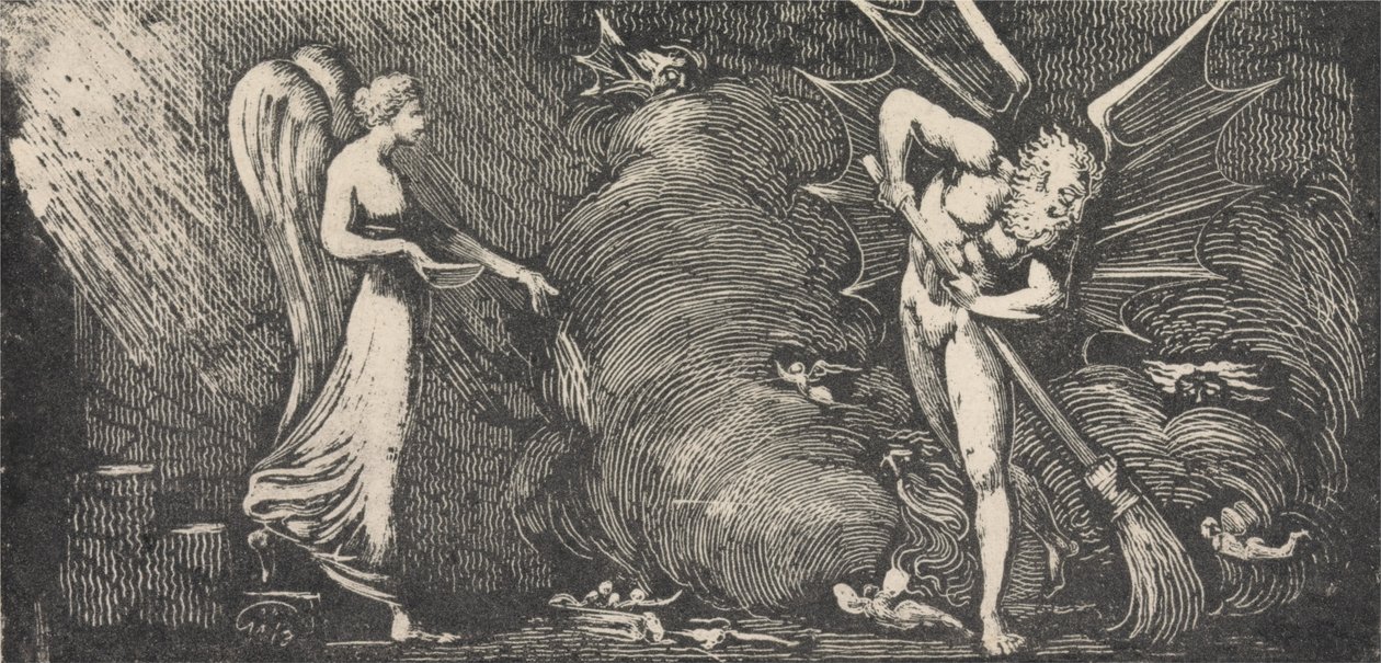 Der Mann, der das Zimmer des Dolmetschers fegt von William Blake