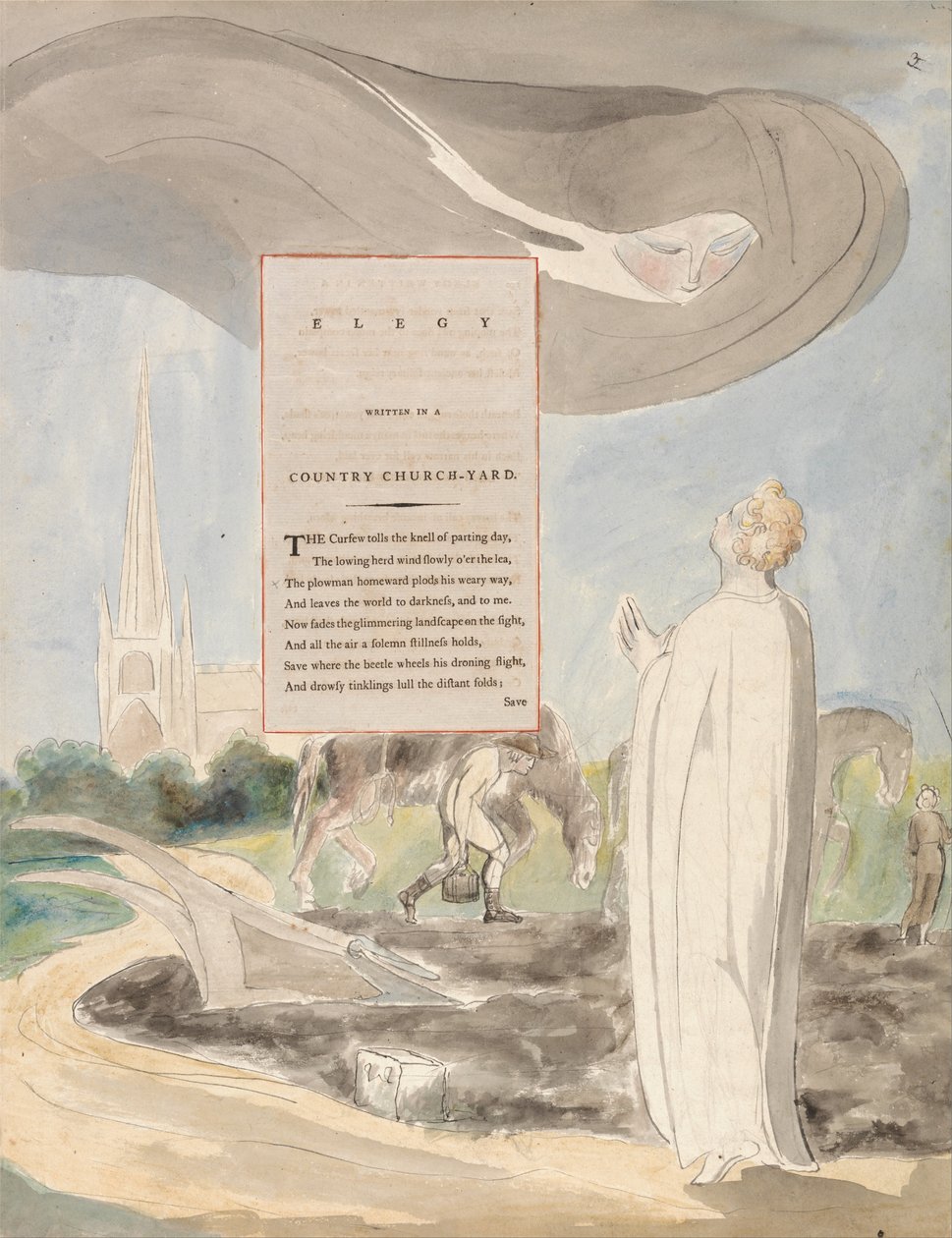 Die Gedichte von Thomas Gray, Design 107, Elegie geschrieben auf einem Landkirchhof von William Blake