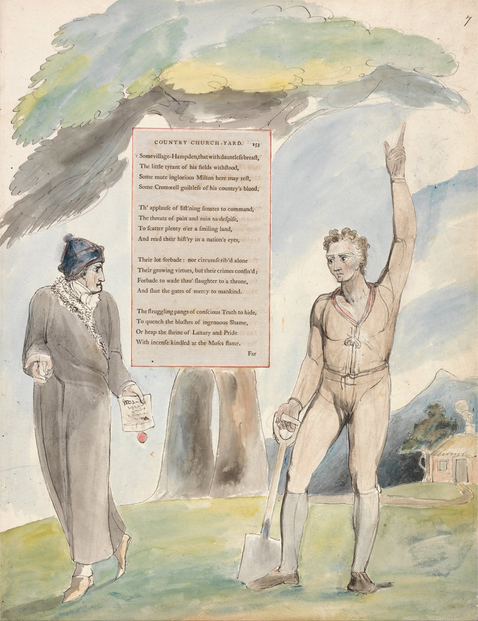 Die Gedichte von Thomas Gray, Design 111, Elegie geschrieben auf einem Landkirchhof von William Blake