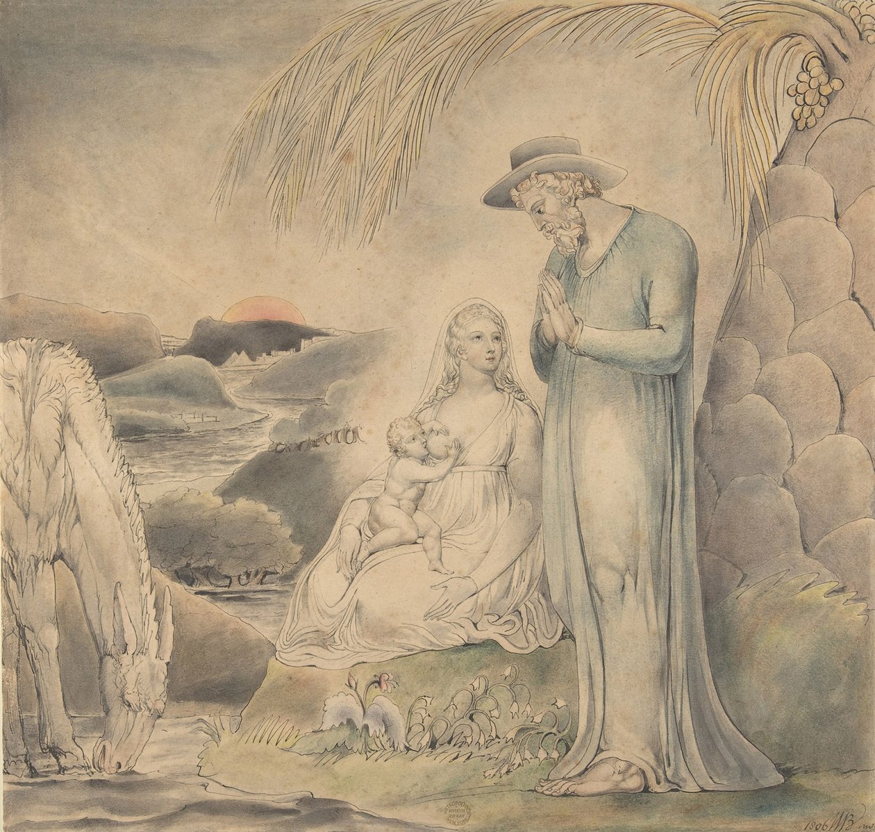 Die Rast auf der Flucht nach Ägypten, 1806 von William Blake