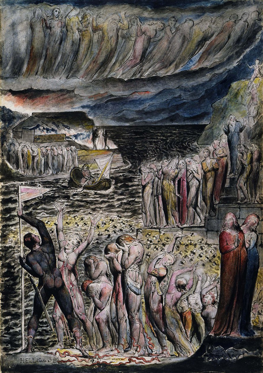 Das Vestibül der Hölle und Seelen, die sich zum Acheron versammeln von William Blake