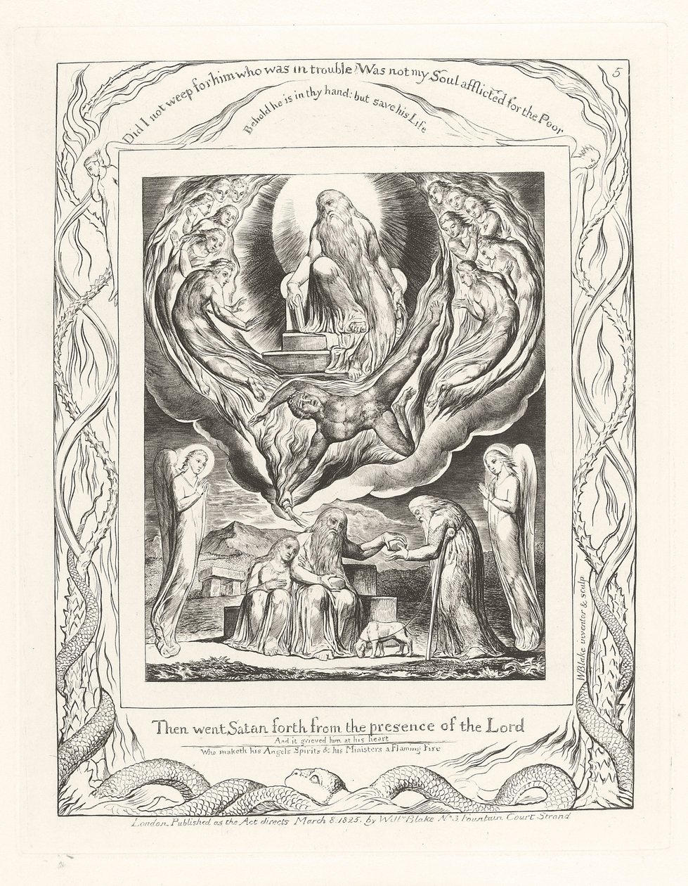 Dann ging Satan aus der Gegenwart des Herrn, 1825 von William Blake
