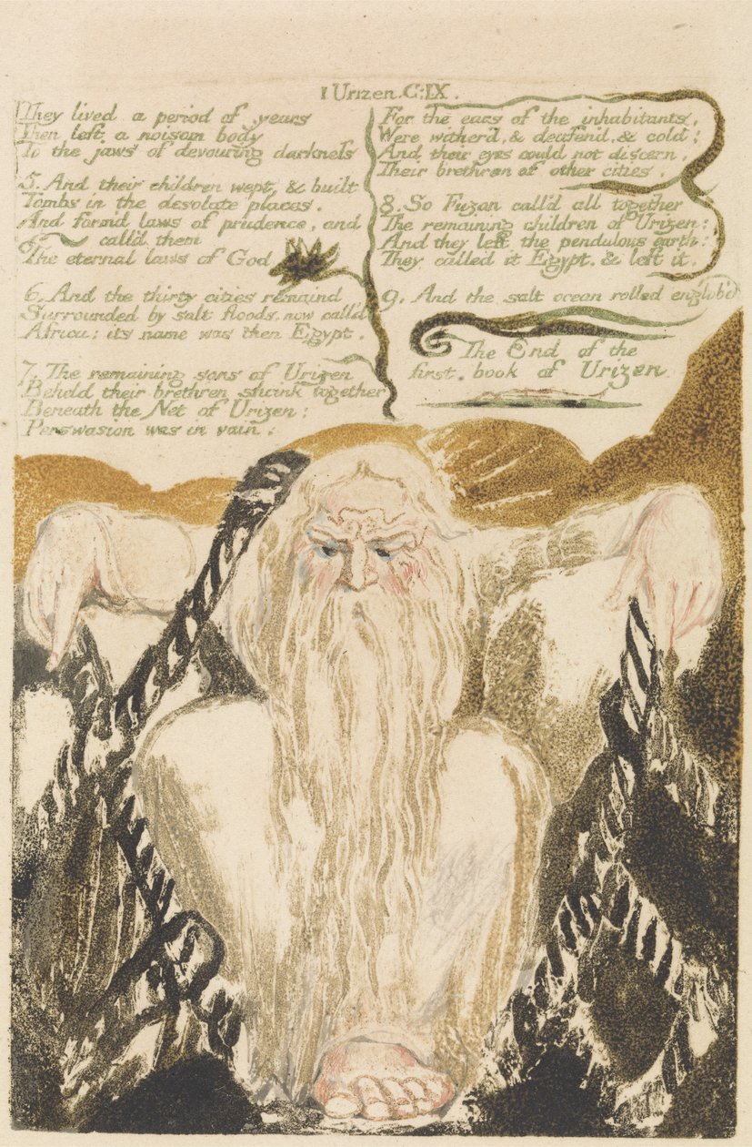 Sie haben eine Zeitspanne von Jahren gelebt, Tafel 25 aus Das erste Buch Urizen von William Blake