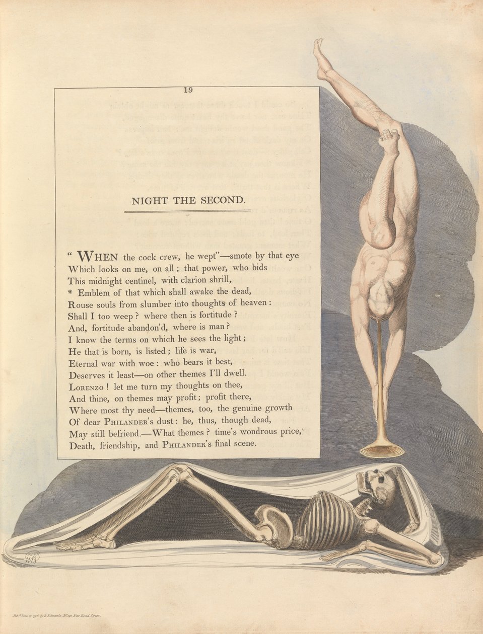 Youngs Nachtgedanken, Seite 19, Sinnbild dessen, was die Toten erwecken wird von William Blake