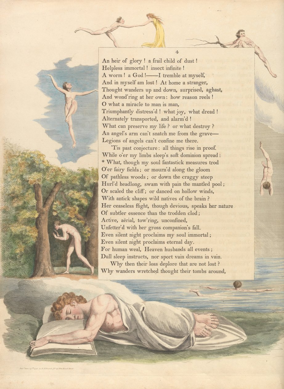Youngs Nachtgedanken, Seite 4, Was, obwohl meine Seele fantastische Maße trat von William Blake