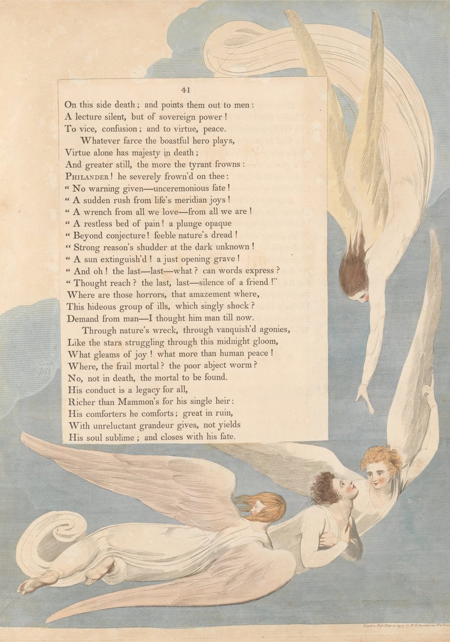 Youngs Nachtgedanken, Seite 41, Ein strahlendes Zeichen; das Sterbebett des Gerechten von William Blake