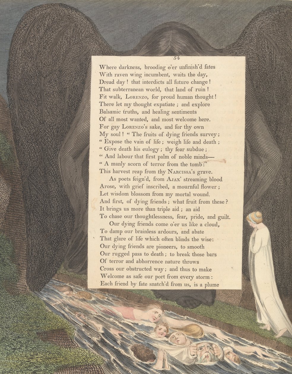 Youngs Nachtgedanken, Seite 54, Das Tal des Todes! jenes stille kimmerische Tal von William Blake