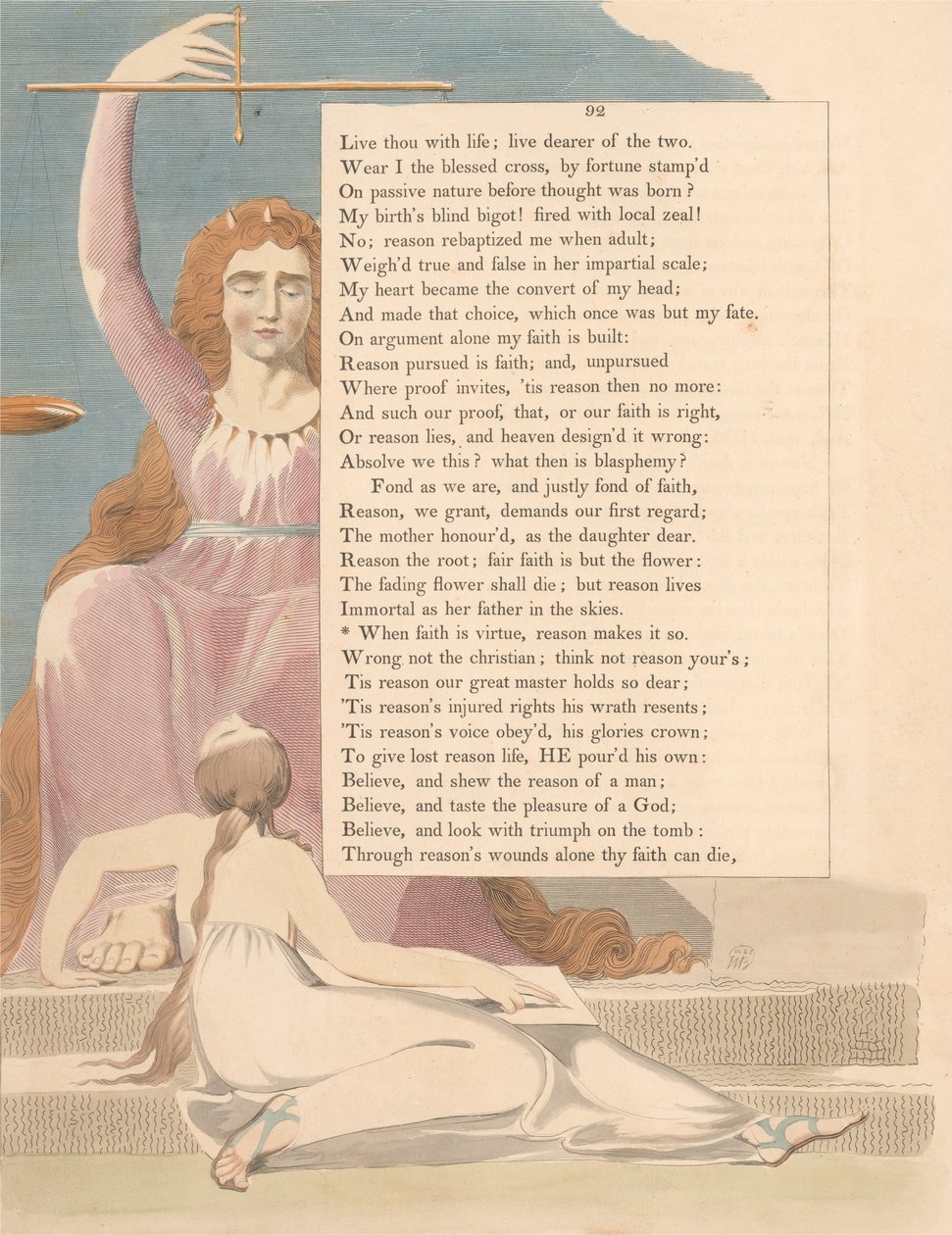 Youngs Nachtgedanken, Seite 92, Wenn der Glaube Tugend ist, macht die Vernunft es so von William Blake