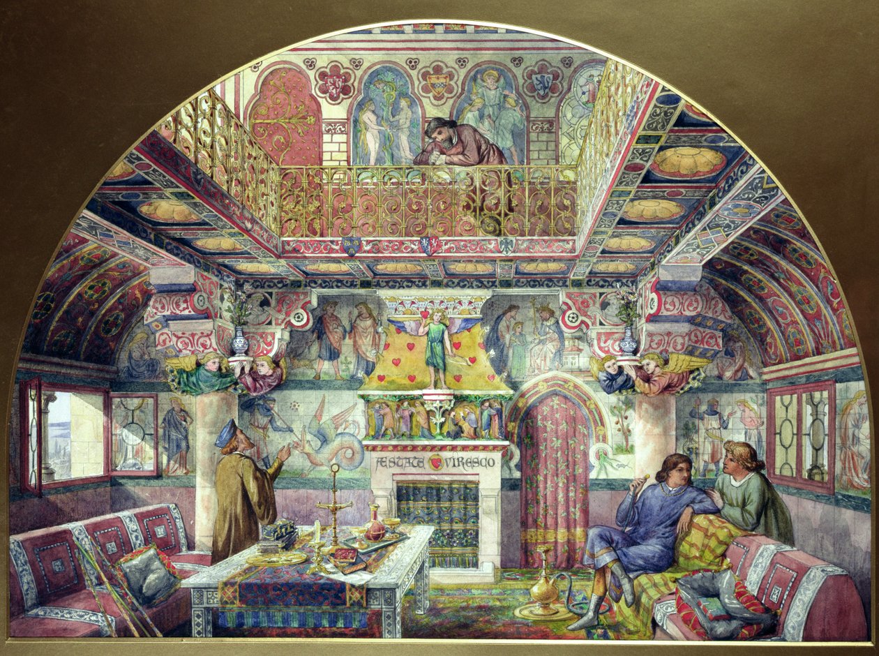 Entwurf für die Dekoration des Sommerrauchzimmers im Cardiff Castle, 1870 von William Burges