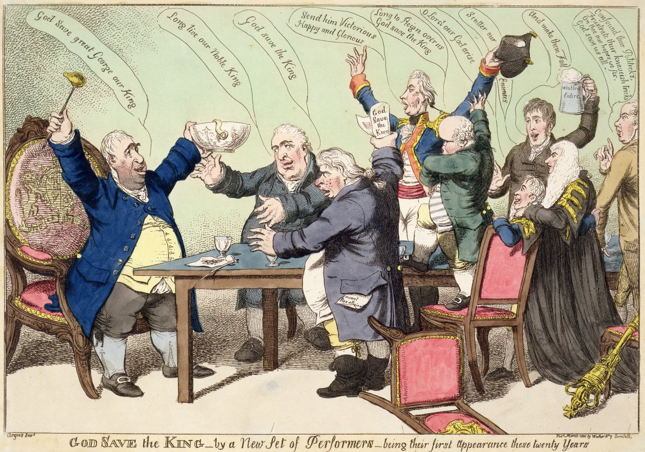 Gott schütze den König, von einer neuen Gruppe von Darstellern, ihre erste Aufführung seit zwanzig Jahren, veröffentlicht im März 1805 von William Charles