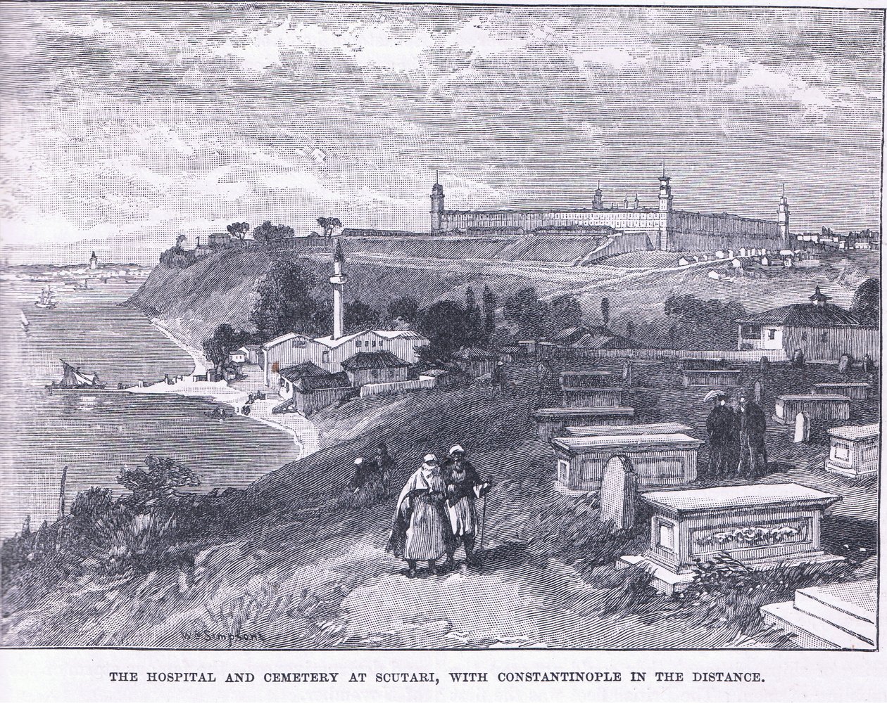 Das Krankenhaus und der Friedhof in Soutari, mit Konstantinopel im Hintergrund von William Crimea Simpson