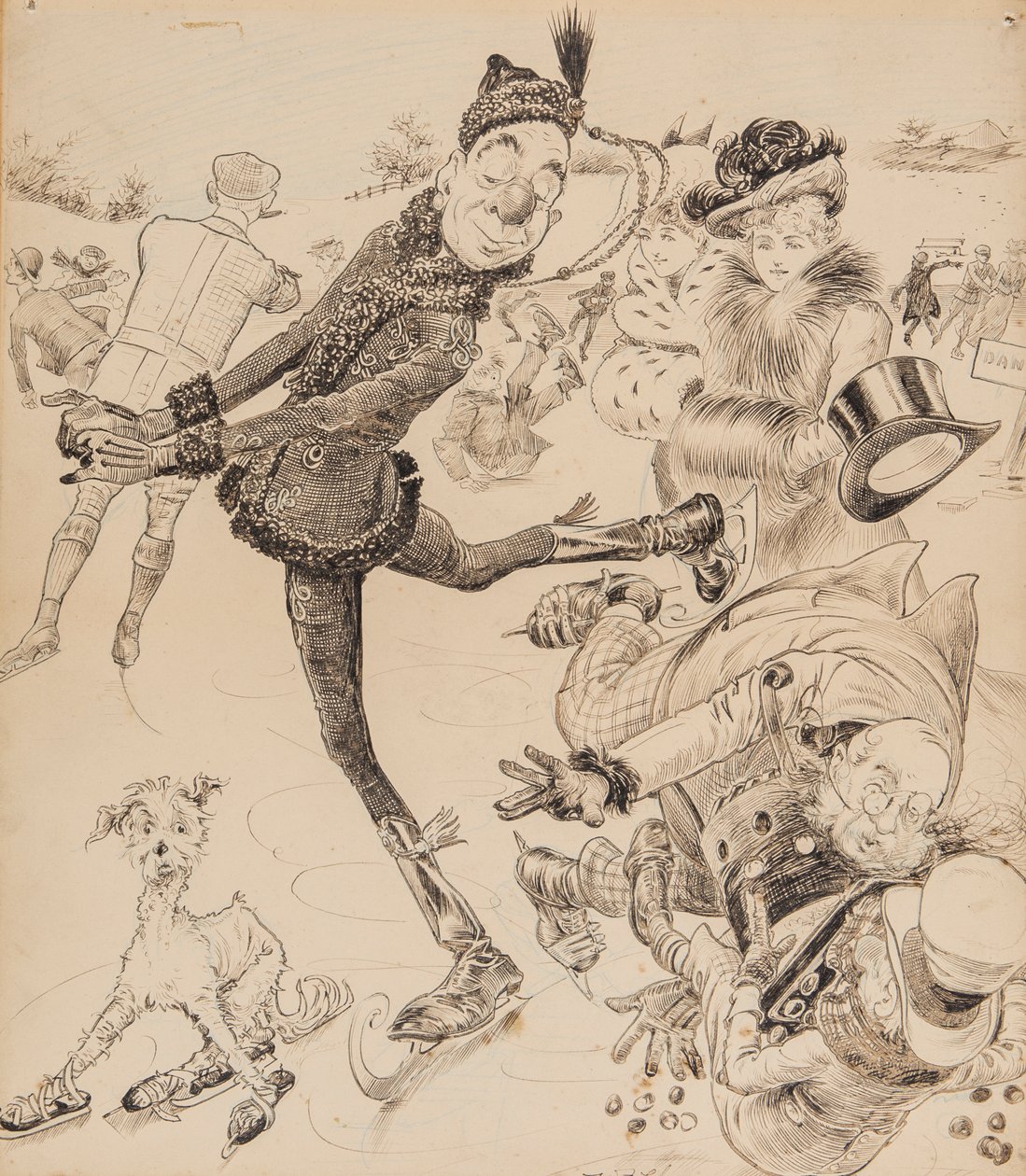 Ally Sloper beim Schlittschuhlaufen, 1902 von William Fletcher Thomas