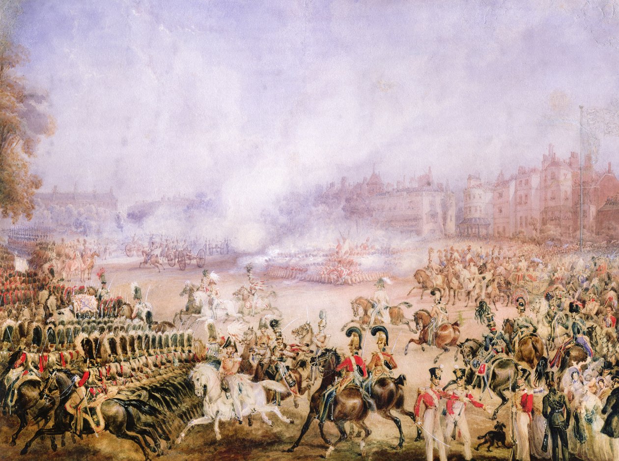 Königin Victorias Thronbesteigungs-Salut, Hyde Park, London, 1837 von William Heath