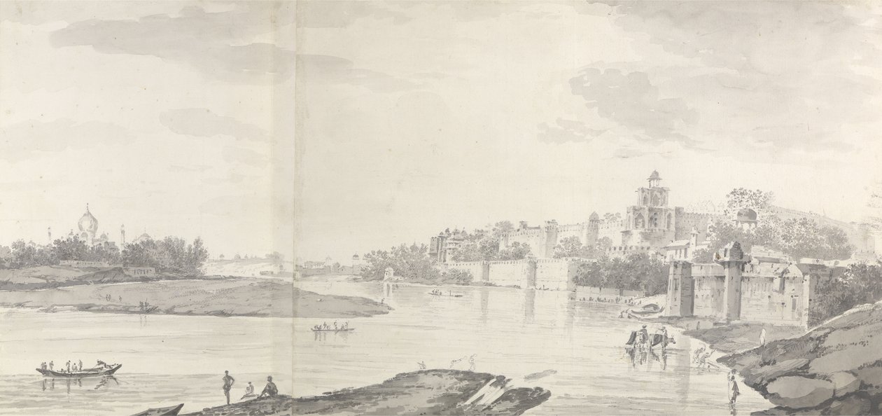 Ein Blick auf das Fort von Agra am Fluss Jumna von Nordosten, ca. 1783 von William Hodges