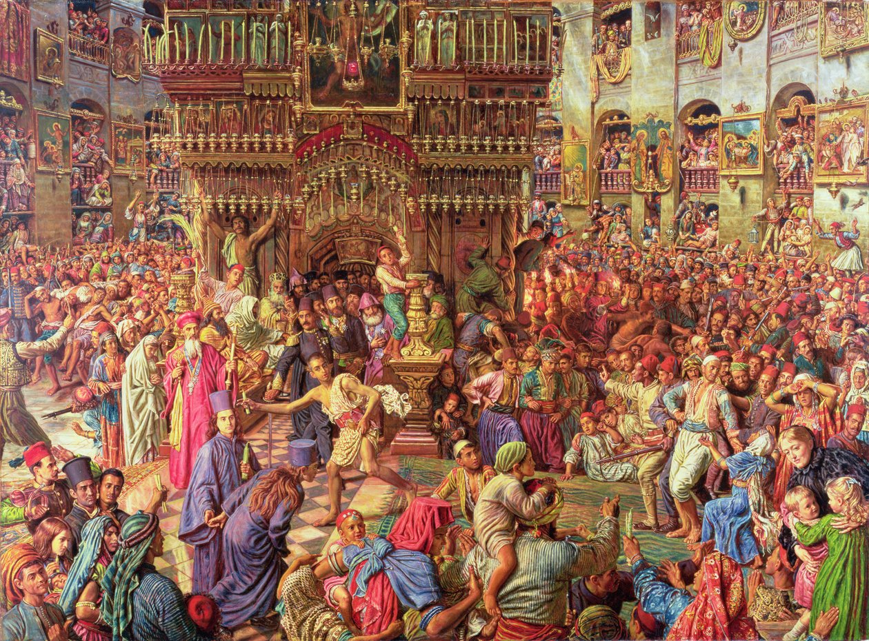 Das Wunder des Heiligen Feuers, Kirche des Heiligen Grabes in Jerusalem, 1892-99 von William Holman Hunt