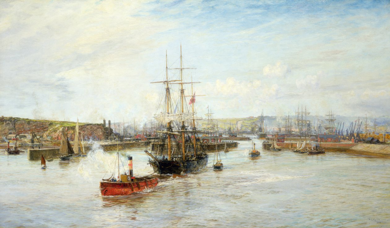Eingang zum Barry Dock, Südwales, 1897 von William Lionel Wyllie