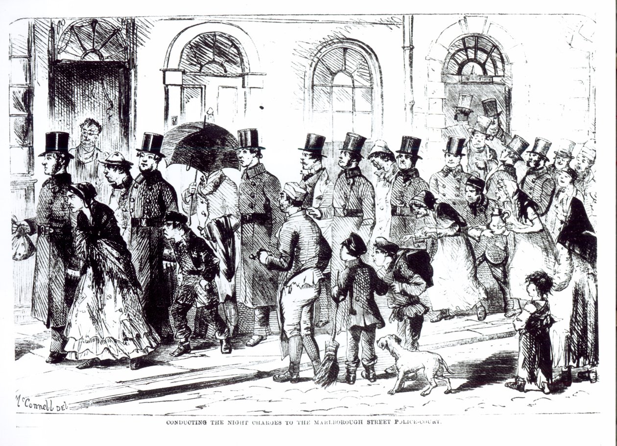 Die Nachtanklagen zum Marlborough Street Police Court führen von William McConnell