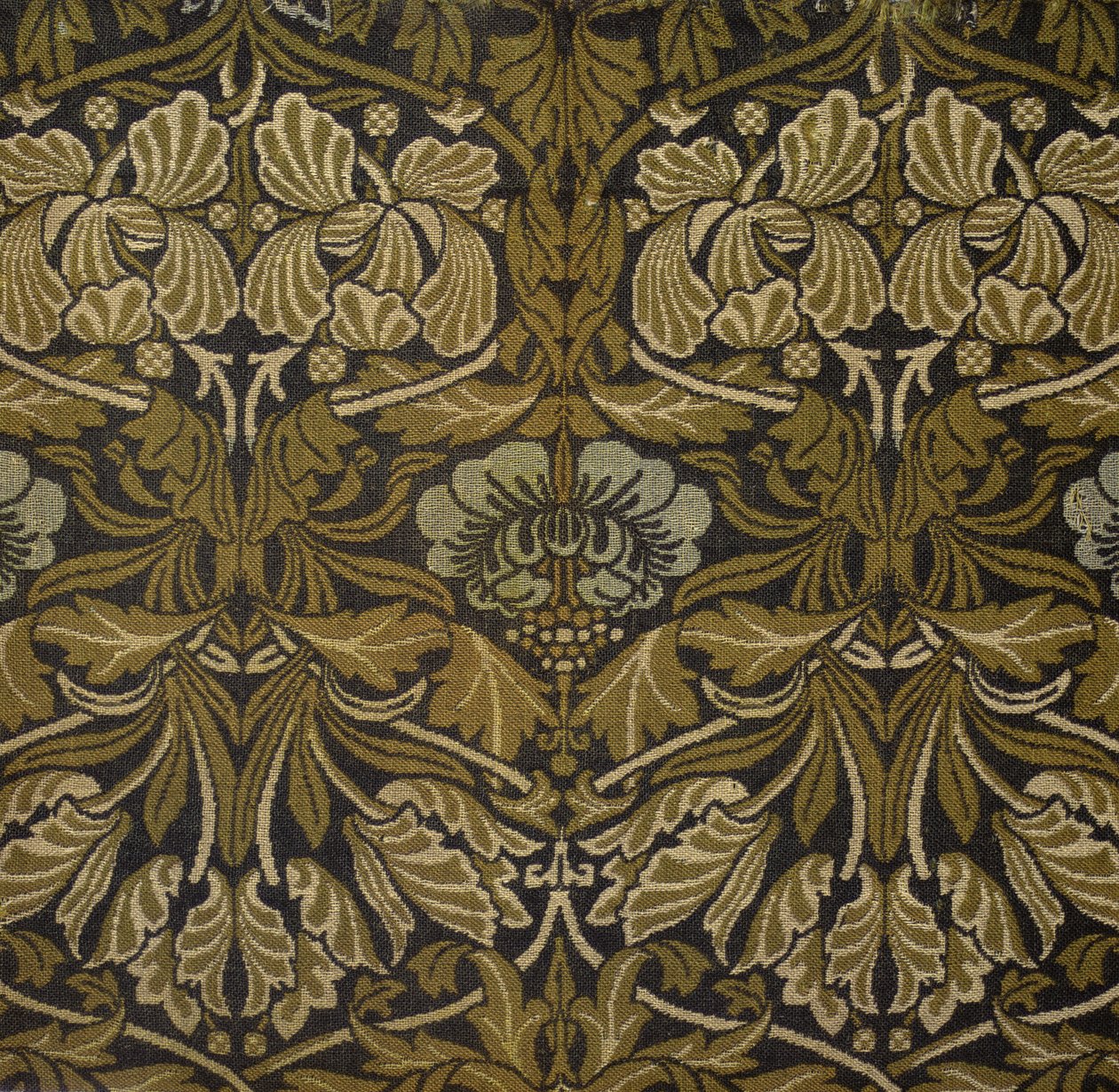 Detail eines Vorhangs, Tulpen- und Rosendesign von William Morris