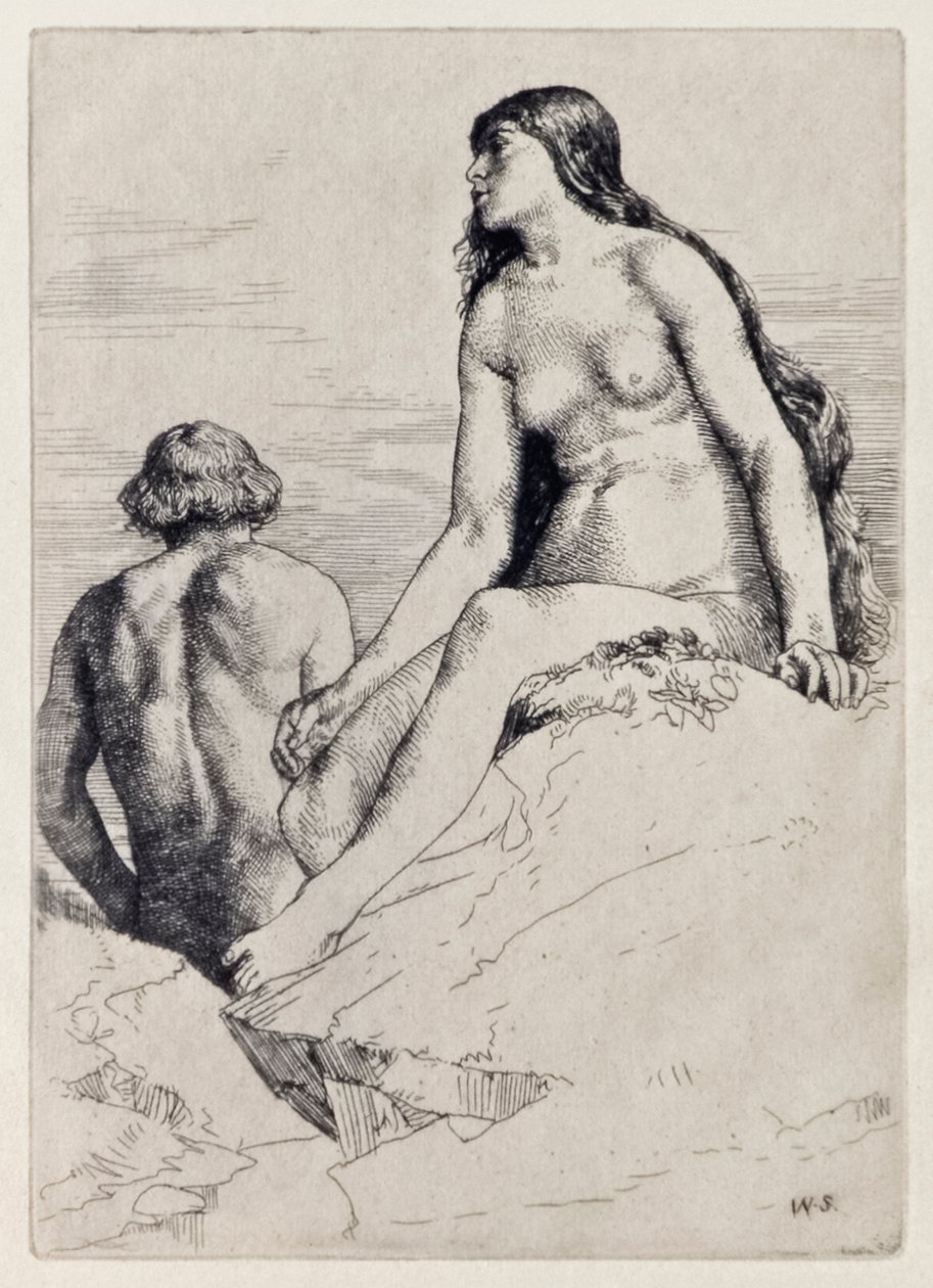 Glücklicher Zustand von Adam und Eva aus Das verlorene Paradies von John Milton, eine Serie von 12 Illustrationen von William Strang von William Strang