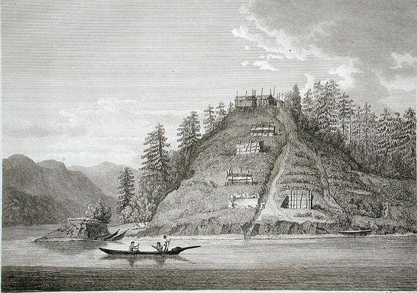 Dorf der freundlichen Indianer am Eingang des Bute-Kanals, graviert von J. Landseer, ca. 1790-99 von William (after) Alexander