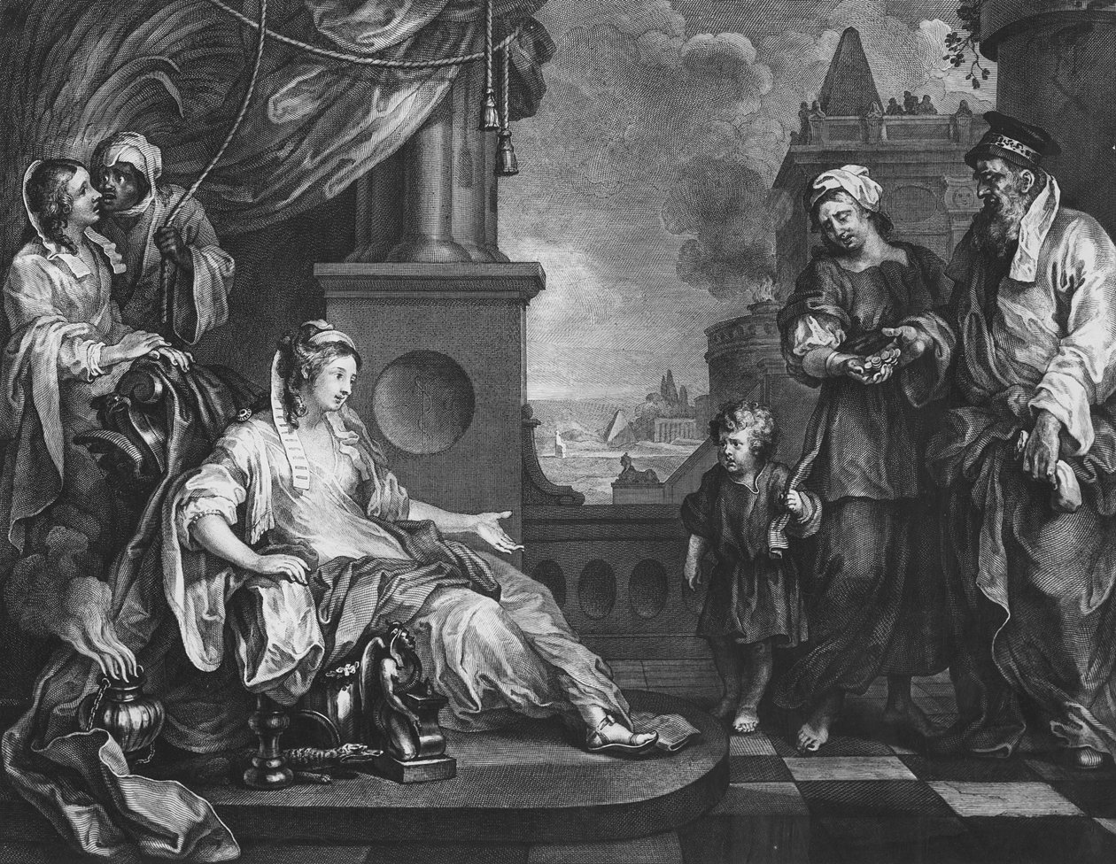 Moses wird zur Tochter des Pharao gebracht, ca. 1752 von William (after) Hogarth