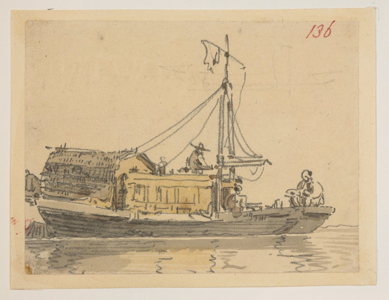 136. Eine Dschunke, aus einem Album von 372 Zeichnungen von Landschaften, Küstenlinien, Kostümen und Alltagsleben, erstellt während Lord Macartneys Gesandtschaft an den Kaiser von China, zwischen 1792 und 1794 (Bleistift & Aquarell auf Papier) von William Alexander