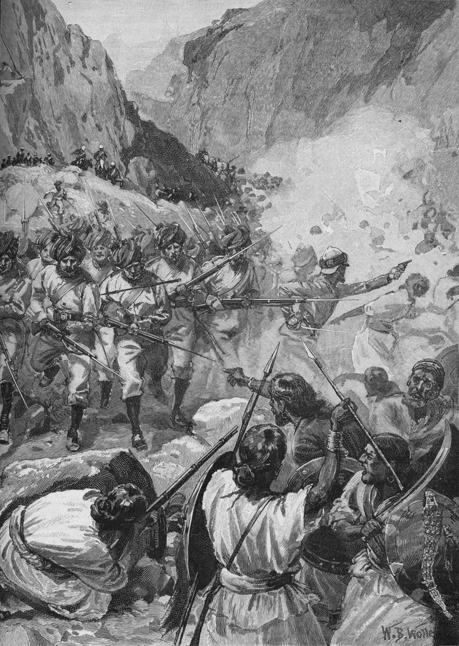 Die Punjabis, nach einem Schuss, stürmten sie mit dem Bajonett von William Barnes Wollen