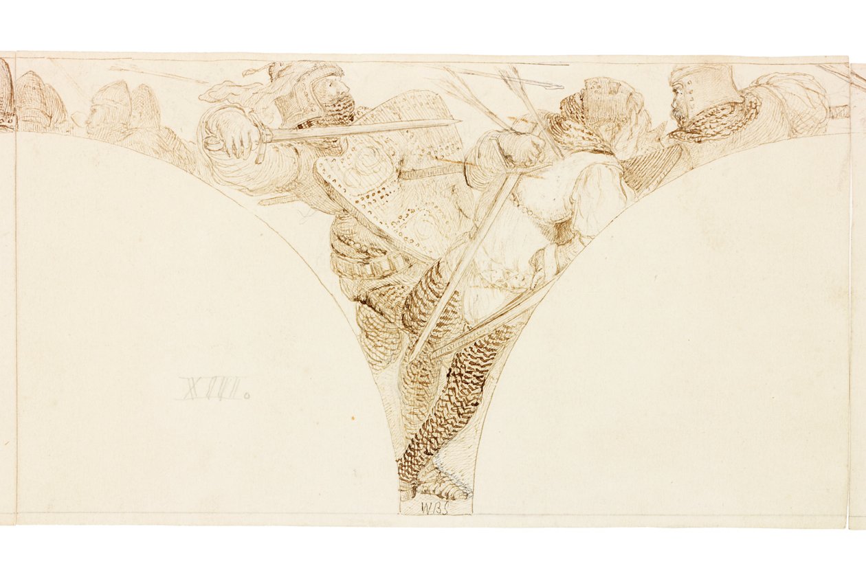 Skizze für Wandgemälde in Wallington Hall von William Bell Scott