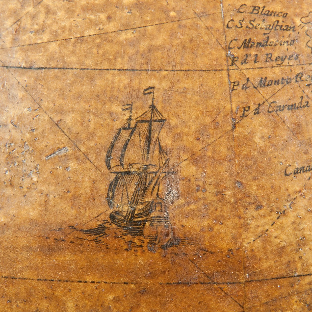 Früher englischer terrestrischer Globus, ca. 1673 von William Berry