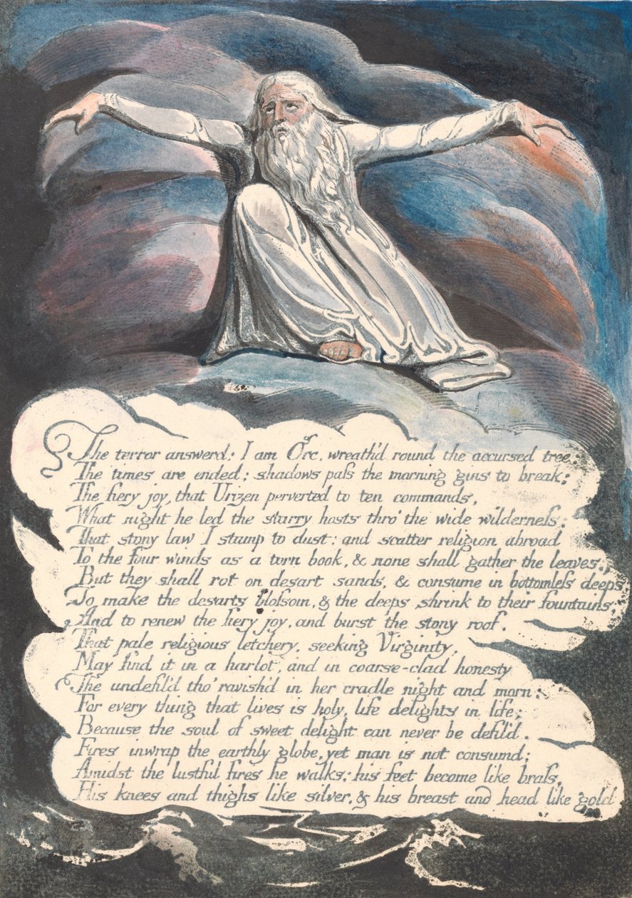 Amerika. Eine Prophezeiung, Tafel 10, Die Antwort des Schreckens... von William Blake