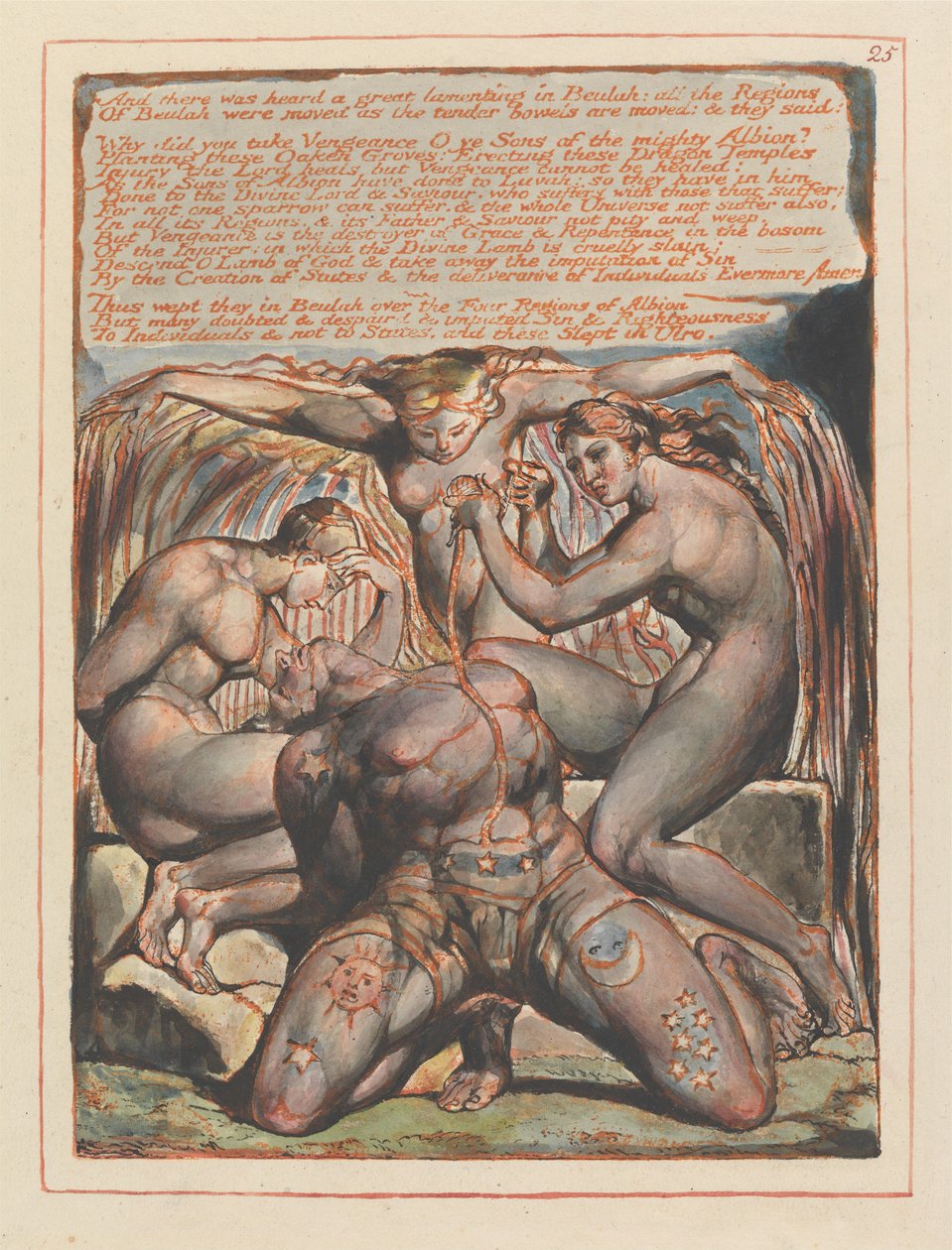 "Und es war ein großes Wehklagen in Beulah zu hören..."; Kapitel 1 Schlussstück (Tafel 25) von William Blake