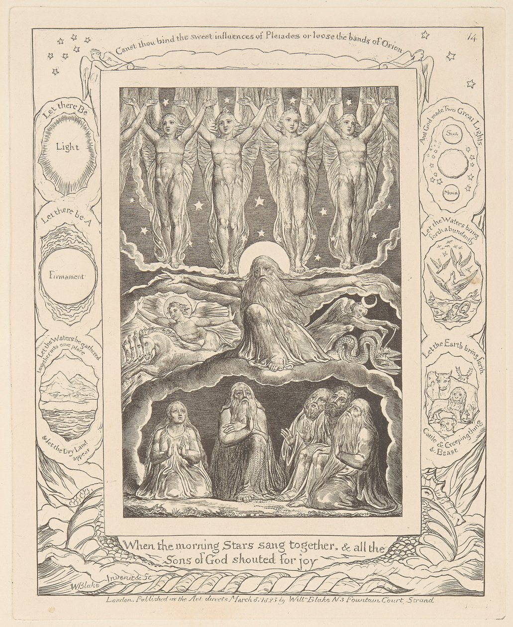 Buch Hiob, Platte 14, Als die Morgensterne zusammen sangen von William Blake