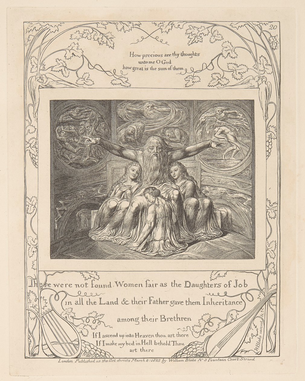 Buch Hiob, Platte 20, Hiob und seine Töchter von William Blake