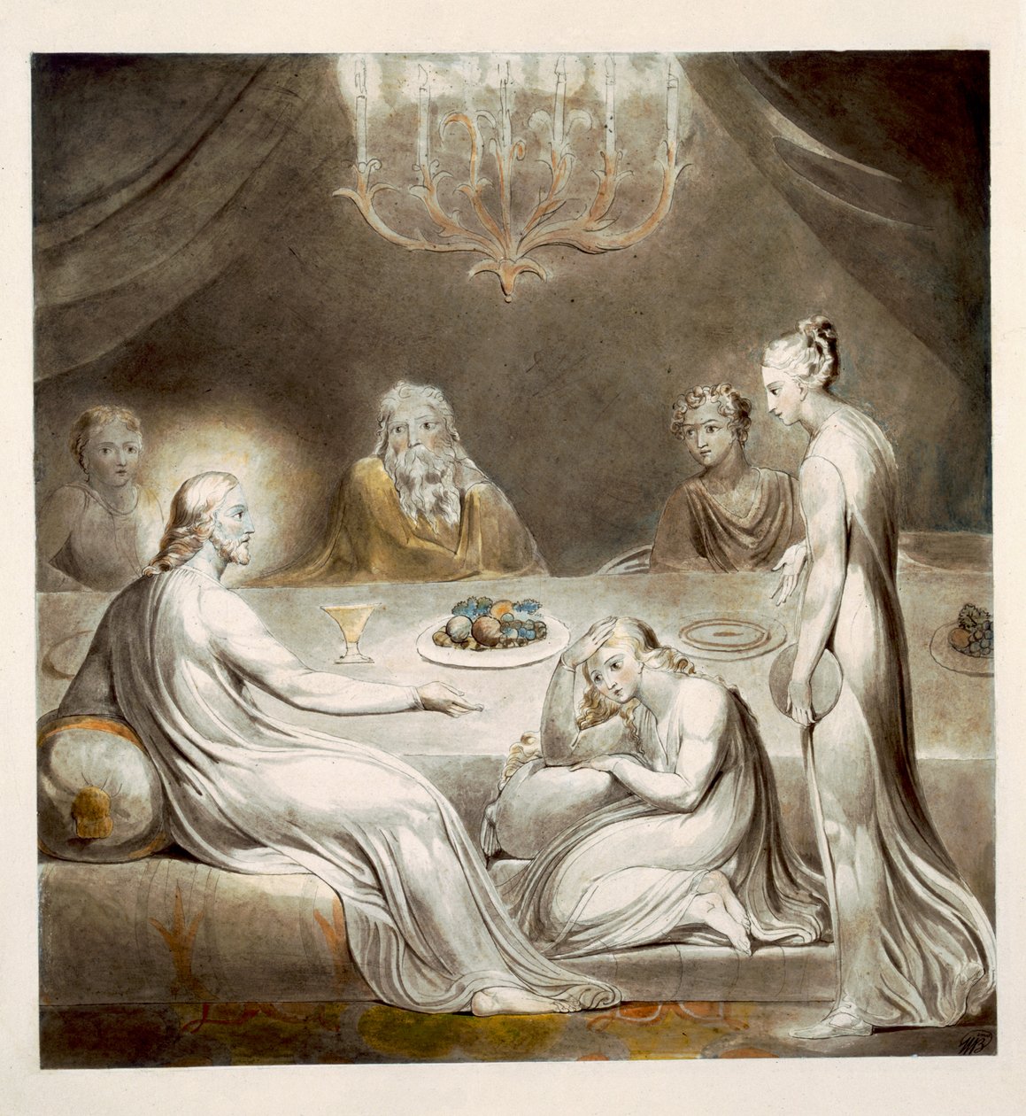 Christus im Haus von Maria und Martha von William Blake