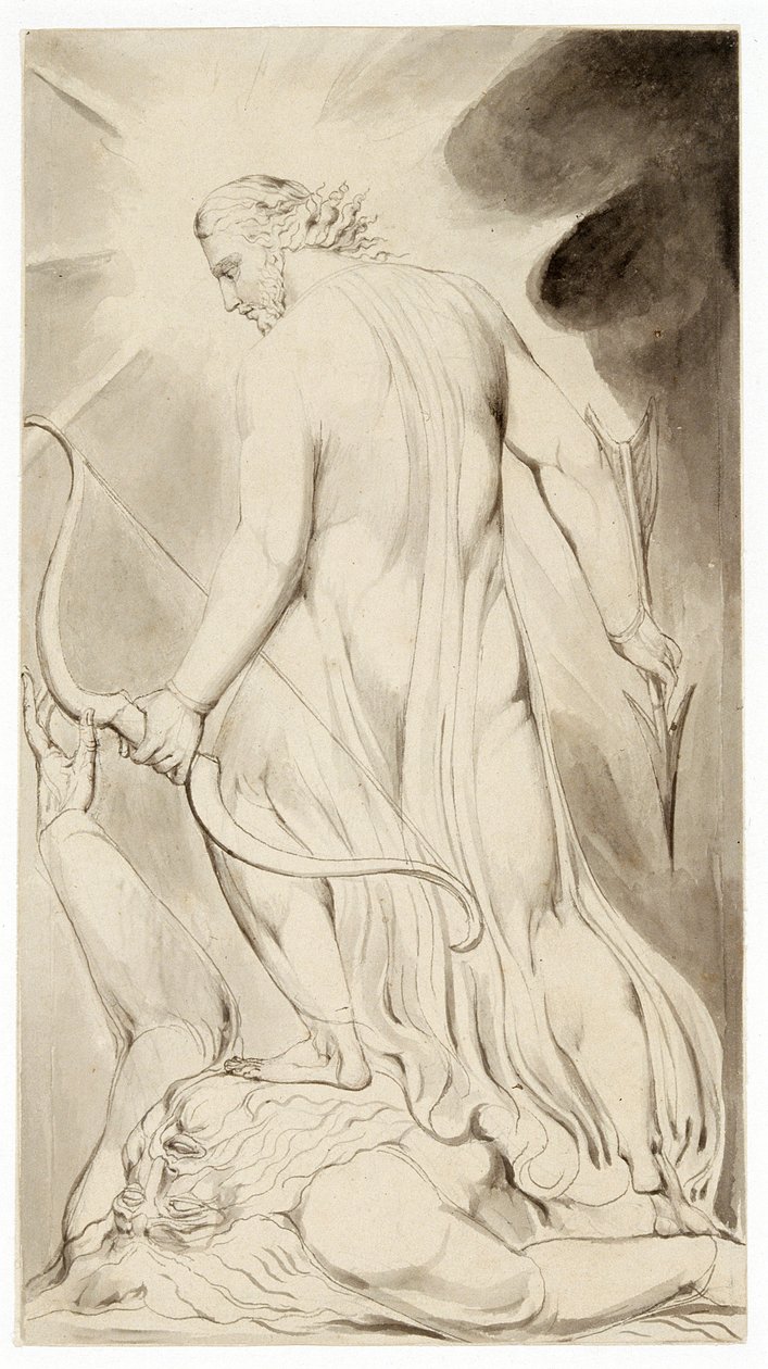 Christus zertritt Satan, ca. 1800 von William Blake