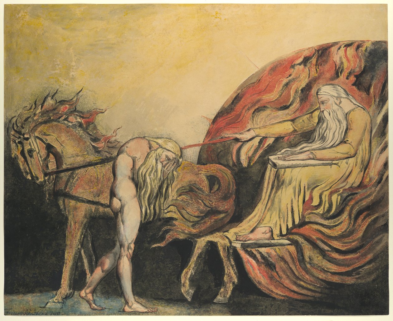 Gott richtet Adam, ca. 1795 von William Blake