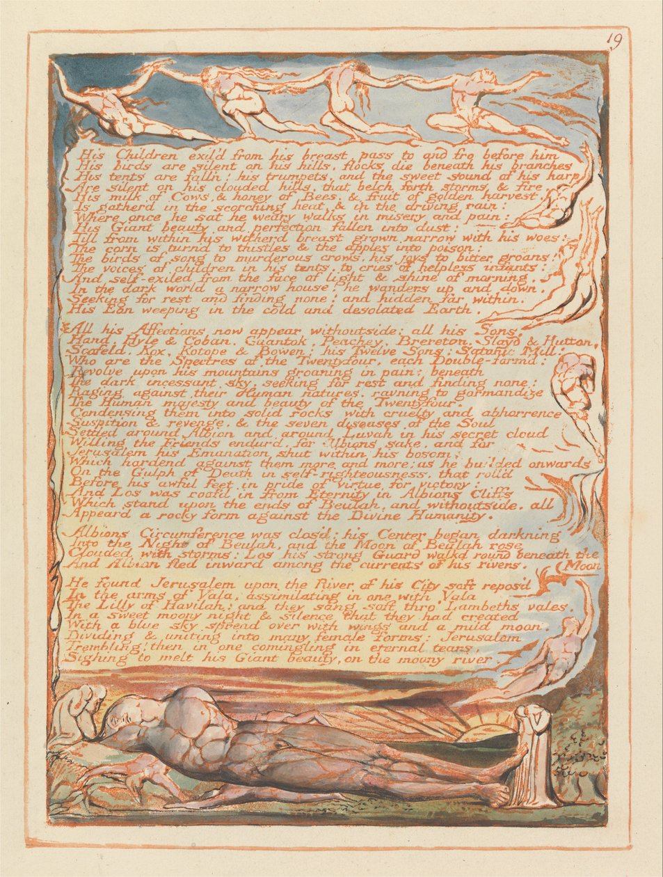 Jerusalem, Tafel 19, Seine Kinder verbannt aus seiner Brust.... von William Blake